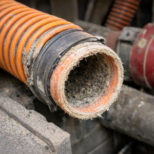 Worn Industrial Hose with Frayed Lining